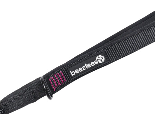 Beetztess Logo auf einer schwarzen Hundeleine