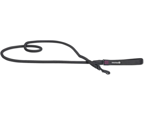 Schwarze Hundeleine mit Handschlaufe und Karabinerhaken