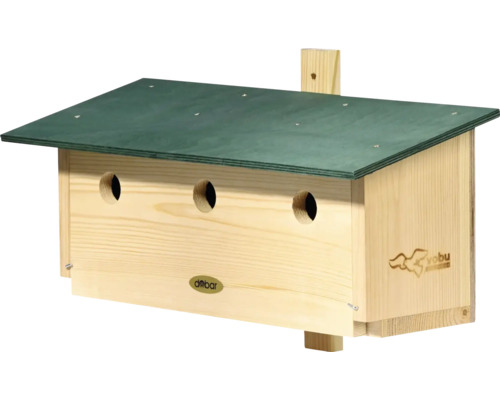 Nistkasten dobar Nisthöhle aus Holz für Spatzen mit Reinigungsklappe, ca. 50x22x30 cm Vogelhaus aus Holz mit drei Eingängen
