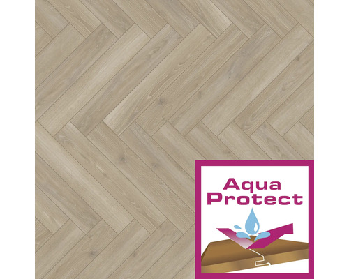 SKANDOR Laminat wasserfest Source Oak Eiche Fischgrät 858 x 143 x 8 mm Parkettboden im Fischgrätmuster mit Aqua Protect Siegel