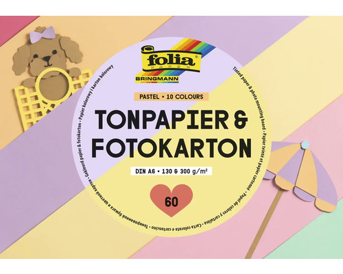 Tonpapapier & Fotokarton Block Pastel DIN A6 10 Farben 60 Blätter Folia Tonpapier und Fotokarton, DIN A6 Format
