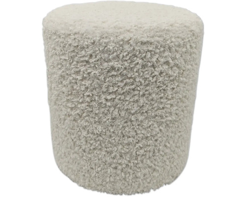 Sitzhocker Teddy weiß 38 x 35 cm Runder Hocker mit Teddyfellbezug