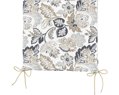 Sitzkissen mit floralem Muster und Bindebändern