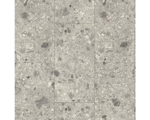Laminat Nature Sense Triestino Terrazzo grau Fliese 1292 x 327 x 8 mm Graue Bodenfliesen mit Steinmuster