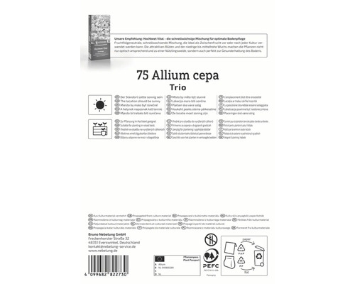 Allium cepa Trio Verpackung für 75 Zwiebeln