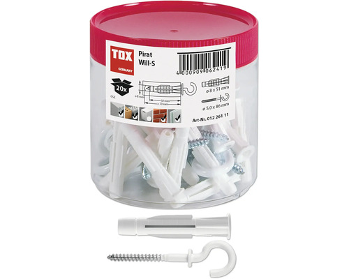 TOX Pirat Will-S Dübel und Schrauben, 20 Stück