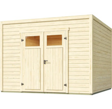 Holzgartenhaus mit Doppeltür und Fenstern