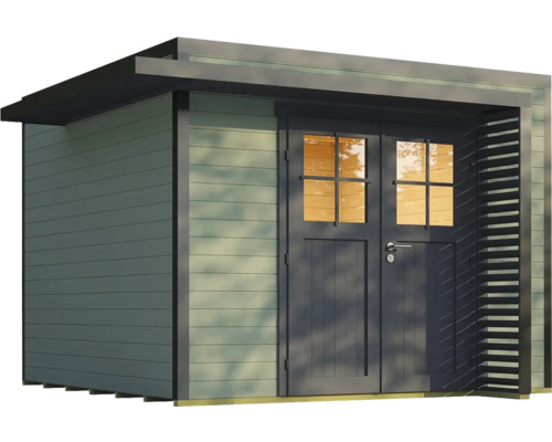 Gartenhaus mit Doppeltür und horizontaler Holzverkleidung