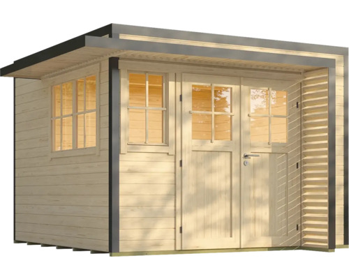 Holzgartenhaus mit Fenster und Doppeltür