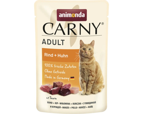 Katzenfutter nass animonda Carny Adult Rind & Huhn 85 g Animonda Carny Adult Katzenfutter Rind und Huhn im Beutel