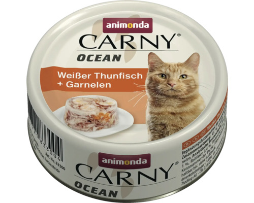 Katzenfutter nass animonda Carny Ocean Thunfisch/Garnele 80 g Animonda Carny Ocean Katzenfutter mit Weißem Thunfisch und Garnelen
