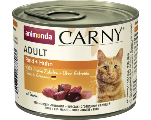 Katzenfutter nass animonda Carny Adult Rind + Huhn 200 g Animonda Carny Adult Katzenfutter Rind und Huhn in Dose