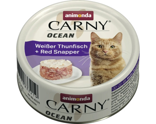 Katzenfutter nass animonda Carny Ocean Thunfisch/Red Snapper 80 g Animonda Carny Ocean Katzenfutter Dose mit Thunfisch und Red Snapper