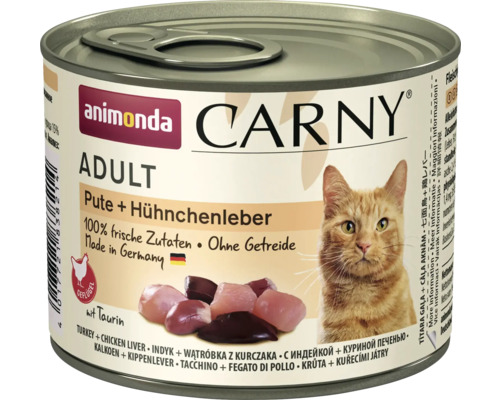 Animonda Carny Adult Katzennahrung mit Truthahn und Hühnchenleber in Dose