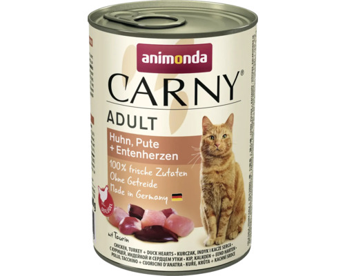 Animonda Carny Adult Katzennahrung mit Huhn, Pute und Entenherzen in Dose