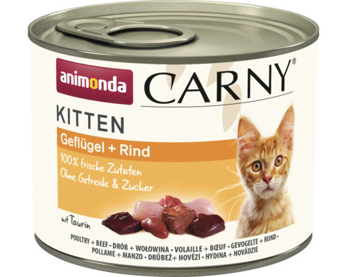 Katzenfutter nass animonda Carny Kitten Geflügel-Rind 200 g Animonda Carny Kitten Katzenfutter Geflügel plus Rind in Konservendose