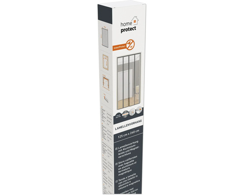 Verpackung einer Lamellenvorhang-Garnitur mit Aluminiumleiste und Magnetverschluss, Größe 125 cm x 240 cm