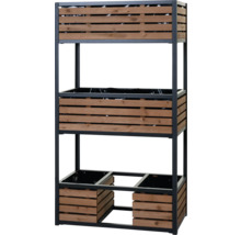 Hochbeetregal mit drei Ebenen, Rahmen aus Metall, Pflanzkästen aus Holz