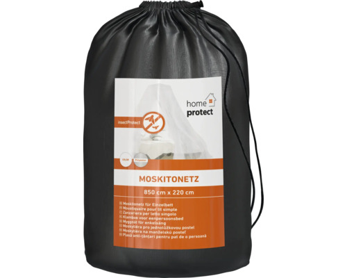 Moskitonetz für Einzelbetten in einer schwarzen Tragetasche
