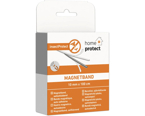 Selbstklebendes Magnetband zur Insektenabwehr in einer Verpackung von insectProtect home protect, 10 mm x 100 cm