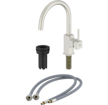 Küchenarmatur mit Montagezubehör und flexiblen Anschlussschläuchen