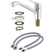 Küchenarmatur mit Anschlussschläuchen und Befestigungsmaterial