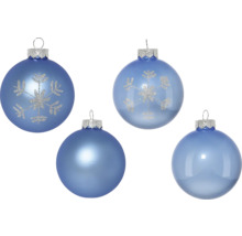 Blauwe kerstballen met sneeuwvlokmotief