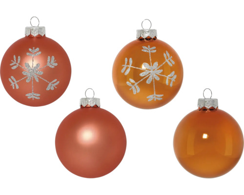 Weihnachtskugeln mit und ohne Schneeflockenmuster