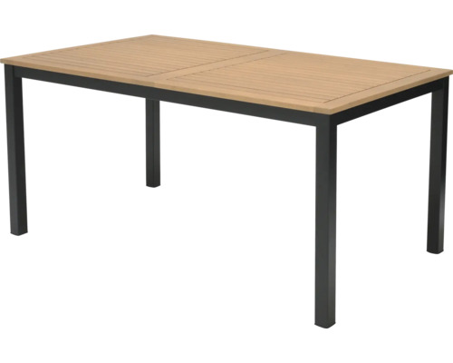 Gartentisch mit Holzplatte und Metallgestell