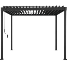 Schwarze Pergola mit verstellbarem Lamellendach
