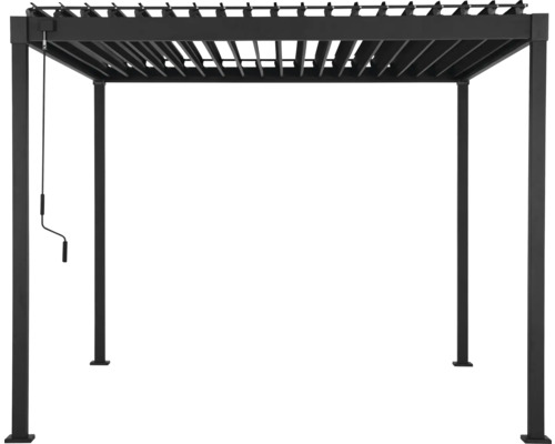 Schwarze Pergola mit verstellbarem Lamellendach