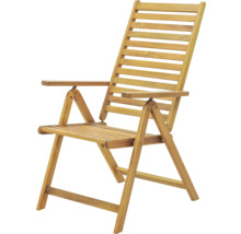 Verstellbarer Holzstuhl mit Armlehnen für den Außenbereich