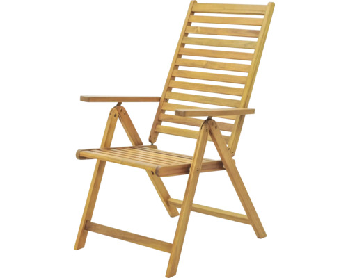 Verstellbarer Holzstuhl mit Armlehnen für den Außenbereich