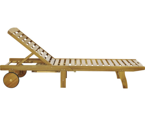 Holzliege mit Rädern und verstellbarer Rückenlehne