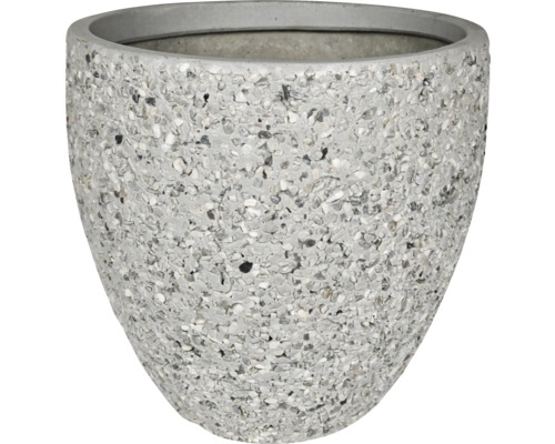 Blumentopf Kieselstein Kunststoff Ø 26 cm H 26 cm hellgrau Pflanzgefäß aus Steinzeug