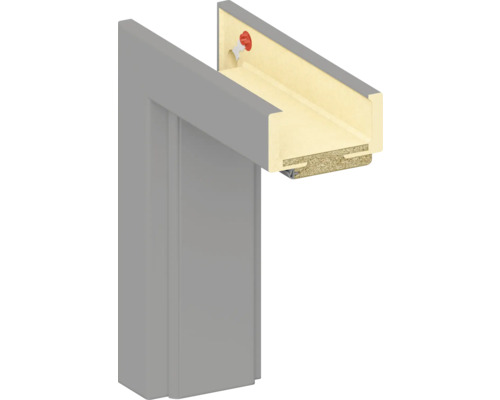 Pertura Komplettzarge Dekor Uni grau 61,0x198,5x7,5 cm links Querschnitt einer Innentürfutterkonstruktion
