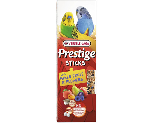 Versele-Laga Prestige Sticks mit gemischten Früchten und Blumen für Wellensittiche