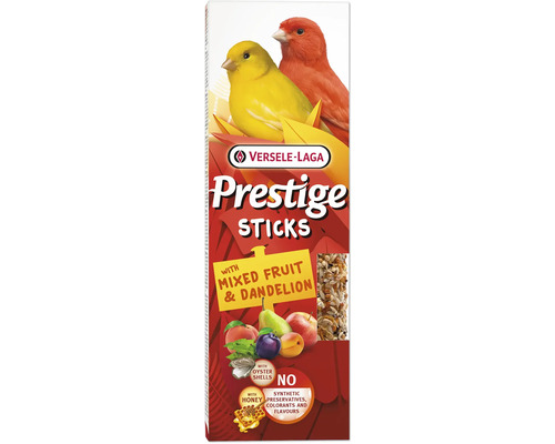 Versele-Laga Prestige Sticks mit gemischten Früchten und Löwenzahn für Ziervögel