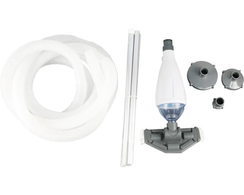 Bodensauger weiß grau inkl. Anschlussschlauch Poolreinigungsset mit Schlauch, Stange, Saugkopf und Anschlussstücken