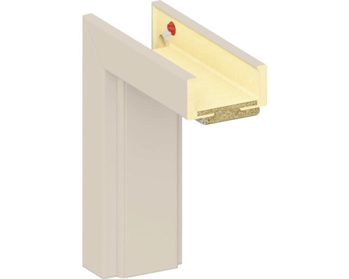 Türrahmenquerschnitt mit Dämmung und Befestigungsdetails