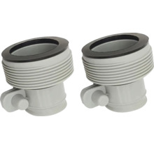 Zwei graue Ablaufbogen mit Dichtung für Sanitärinstallationen