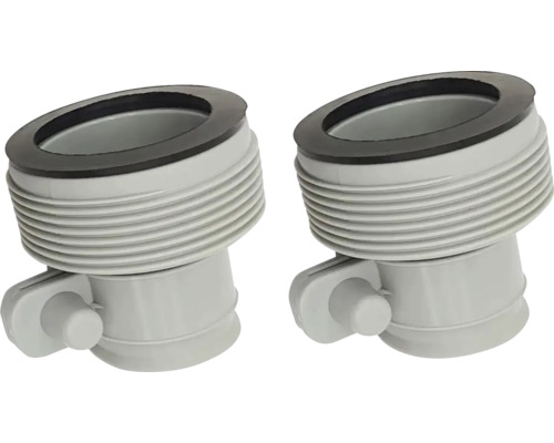 Zwei graue Ablaufbogen mit Dichtung für Sanitärinstallationen