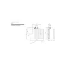 Hydraulisch gesteuerter MTD Druckspeicher mit Maßangaben