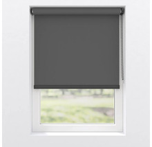 Graues Rollo am Fenster zur Lichtsteuerung und Privatsphäre