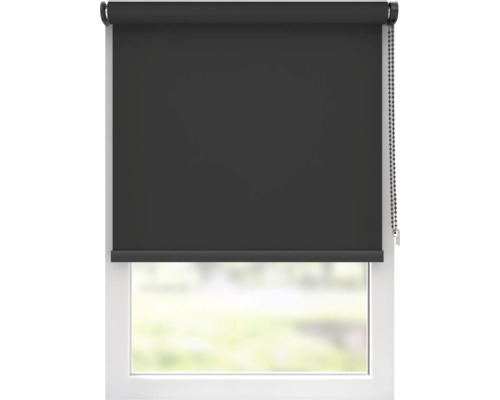 Dunkelgraues Rollo am Fenster