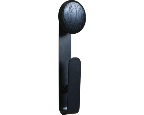 Sonava Function Haken schwarz pulverbeschichtet mit Holzkopf schwarz Large Pack = 4 Stück inkl. Fixierung Kleiderhaken aus Holz und Metall