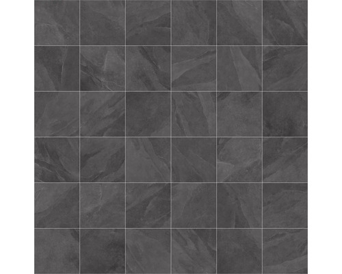 Feinsteinzeug Terrassenplatte Wanda Grafite rektifizierte Kante 60 cm x 60 cm x 2 cm Fliesen in Steinoptik, Anordnung als Muster