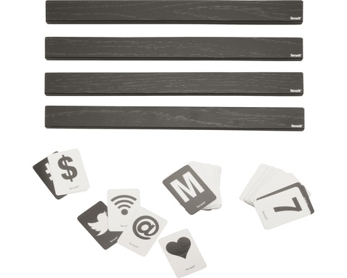 Buchstabenleiste schwarz inkl. Buchstaben, Zahlen und Symbolen 25 cm 4 Stk.