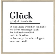 Gerahmtes Bild mit dem Text ''Glück''