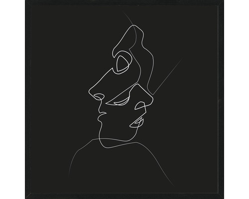 Gerahmtes Bild Two face 53x53 cm Gerahmtes Wandbild mit minimalistischer Strichzeichnung von zwei Gesichtern